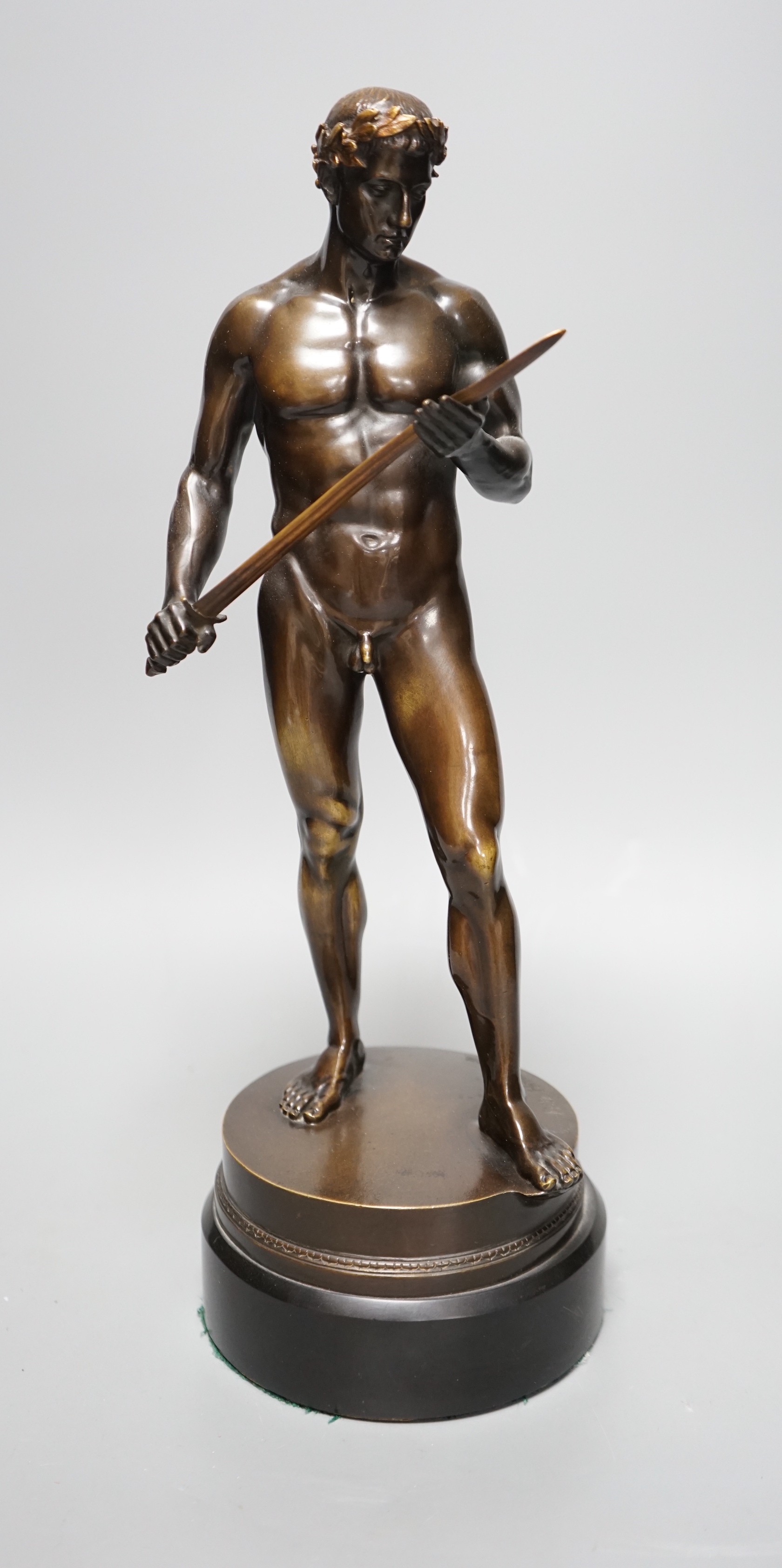 Fritz Heinemann (1864-1932), bronze study of a Roman warrior, 36cm